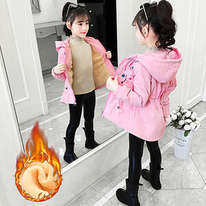 3, 4, 6, 8, 10, 12 години, детско яке, ново есенно палто с ветровка за момичета, горно облекло с качулка плюс кадифено топло зимно детско облекло