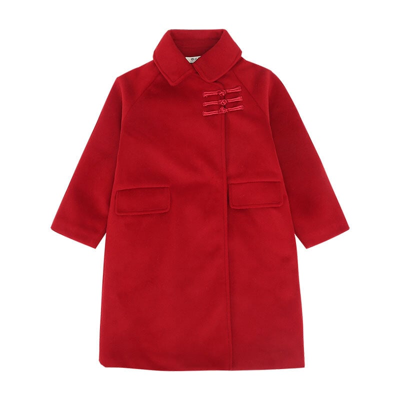 Villane jope tüdrukule Punane talv Korea teismeliste tüdrukute villased mantlid Keskmise pikkusega uusaasta riided Lasteriided 10 12 a sügis