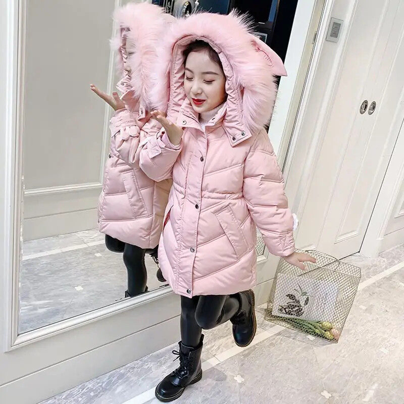2024. aasta uus talvine tüdrukute jope, lasteriided, mood, soe kapuutsiga WIndbreaker mantel tüdrukutele, paksem lastele, ülerõivad, park