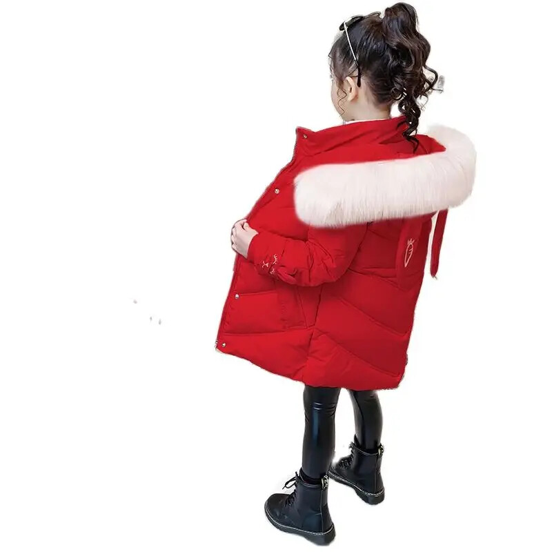 2024. aasta uus talvine tüdrukute jope, lasteriided, mood, soe kapuutsiga WIndbreaker mantel tüdrukutele, paksem lastele, ülerõivad, park