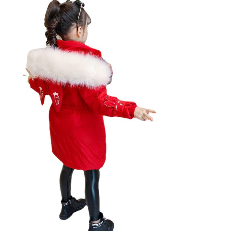 Jachetă din bumbac cu puf de iarnă pentru fete, îmbrăcăminte exterioară pentru copii, parcă, cu glugă, haine pentru copii 5-12 ani