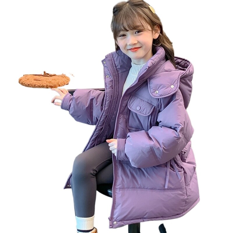 Jachetă de iarnă pentru fete 2024, nou pentru copii, paltoane căptușite cu puf, groase, calde, pentru fetițe, îmbrăcăminte exterioară cu glugă, parka, îmbrăcăminte pentru copii