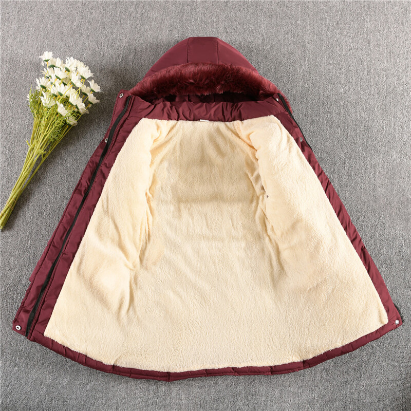 Nauja 2023 m. žiemos mergaičių striukė kailinė apykaklė Sušildykite Kalėdas Mažosios princesės paltas su gobtuvu su užtrauktuku Viršutiniai drabužiai 5–12 m. Vaikiški drabužiai