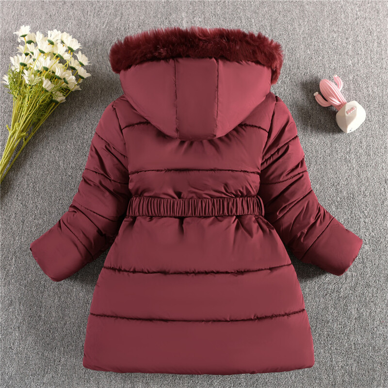 Nauja 2023 m. žiemos mergaičių striukė kailinė apykaklė Sušildykite Kalėdas Mažosios princesės paltas su gobtuvu su užtrauktuku Viršutiniai drabužiai 5–12 m. Vaikiški drabužiai