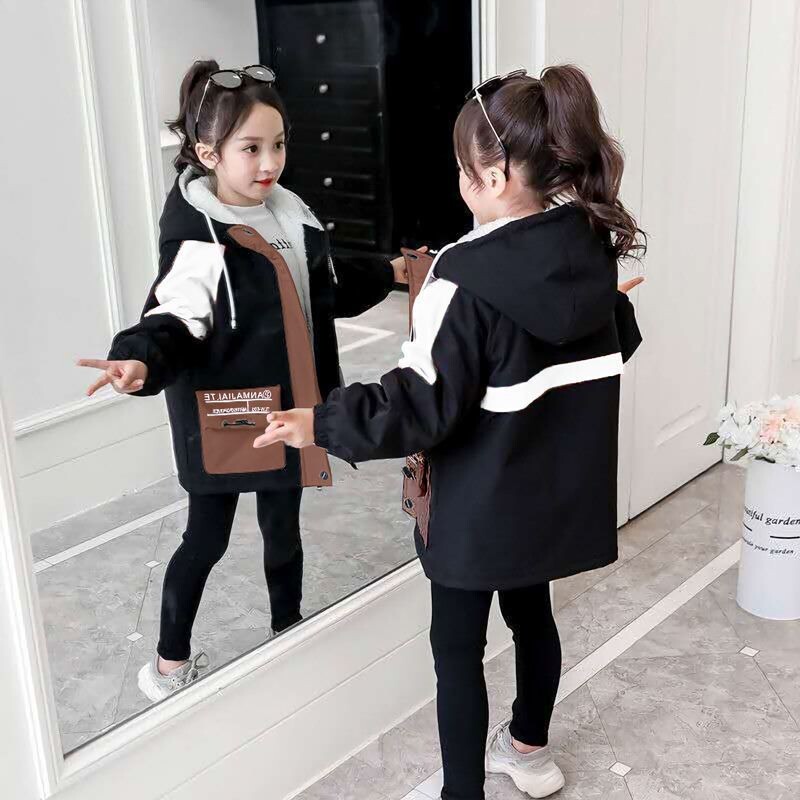 Tüdrukute mantel jakk Kapuutsiga mantel Puuvillane laste sport Soe tihendav talvine teismeline lasteriided 4 6 8 10 12 13 14 aastat