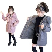 2023 Νέο βελούδινο ζεστό χειμωνιάτικο τζάκετ για κορίτσια με κουκούλα Αποσπώμενο βελούδινο παλτό παιδικό παρκά χιονοστιβάδα για εξωτερικούς χώρους Παιδικά casual ρούχα