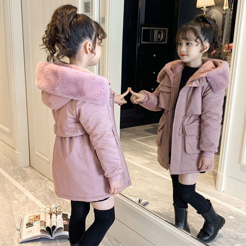 2023 Νέο βελούδινο ζεστό χειμωνιάτικο τζάκετ για κορίτσια με κουκούλα Αποσπώμενο βελούδινο παλτό παιδικό παρκά χιονοστιβάδα για εξωτερικούς χώρους Παιδικά casual ρούχα
