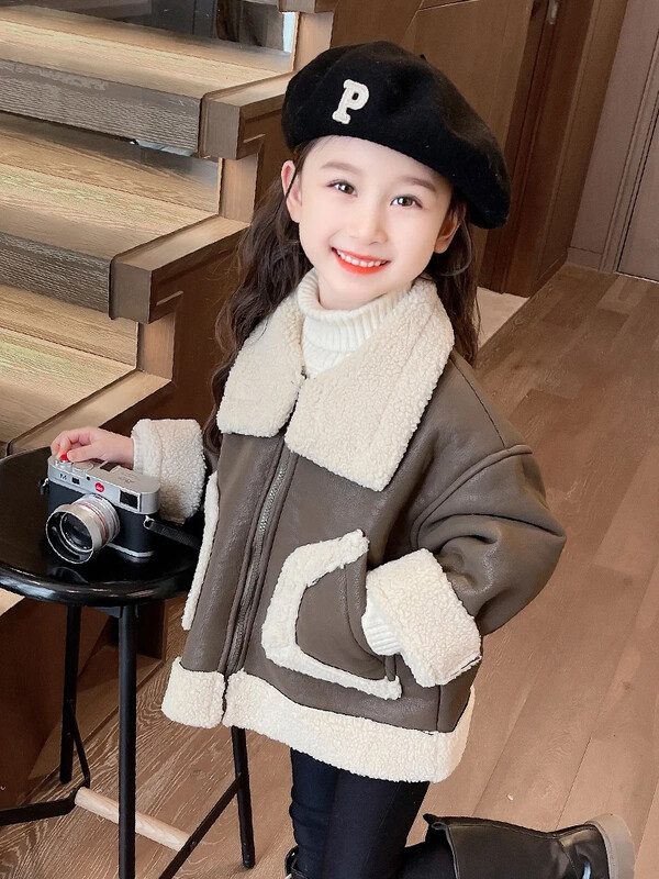 Tüdrukute mantel Tüdrukute fliismantel kasukas sügis- ja talvekarusnahast One 2023 Uus lastejope Beebi talvepaksus tüdruku talveriided