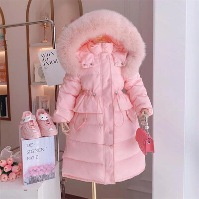 Girls Down Coat Jacket Cotton Windbreak Snowsuit 2023 Vintage Warm Thicken Velvet Winter Skiwear Plus Size Παιδικά ρούχα