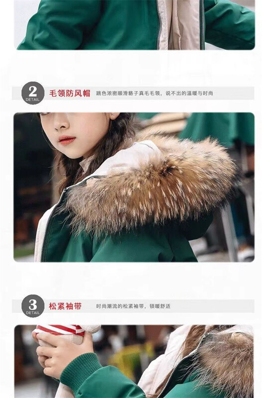 Talvejoped tüdrukule Paksud soojad pikad mantlid lastele kapuutsiga karusnahast krae Rasked ülerõivad suured lapsed külma ilmaga Parka lumekostüüm