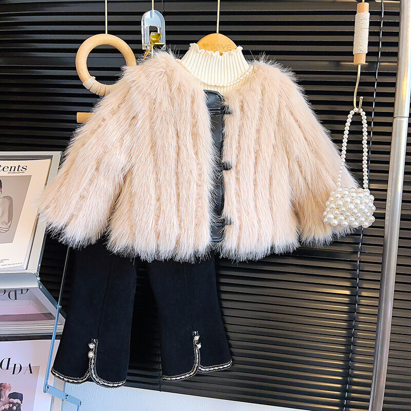 Mantel Tüdruk Talvine Uued Lasteriided Paksendav Moekas Jope Laste Pehm Lahtine Lihtne 2024 Soe Ümarkrae