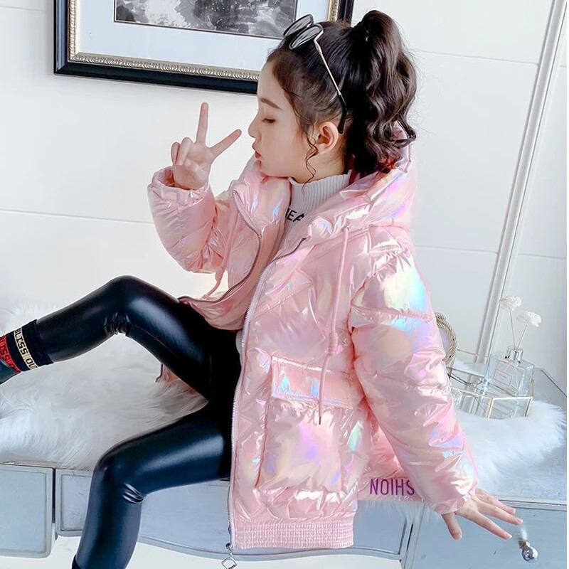 Jachetă de iarnă pentru fete Palton Adolescenți Copii Parka Costum de zăpadă Moda strălucitoare Îmbrăcăminte exterioară impermeabilă Îmbrăcăminte pentru copii 3 4 6 8 10 12 ani