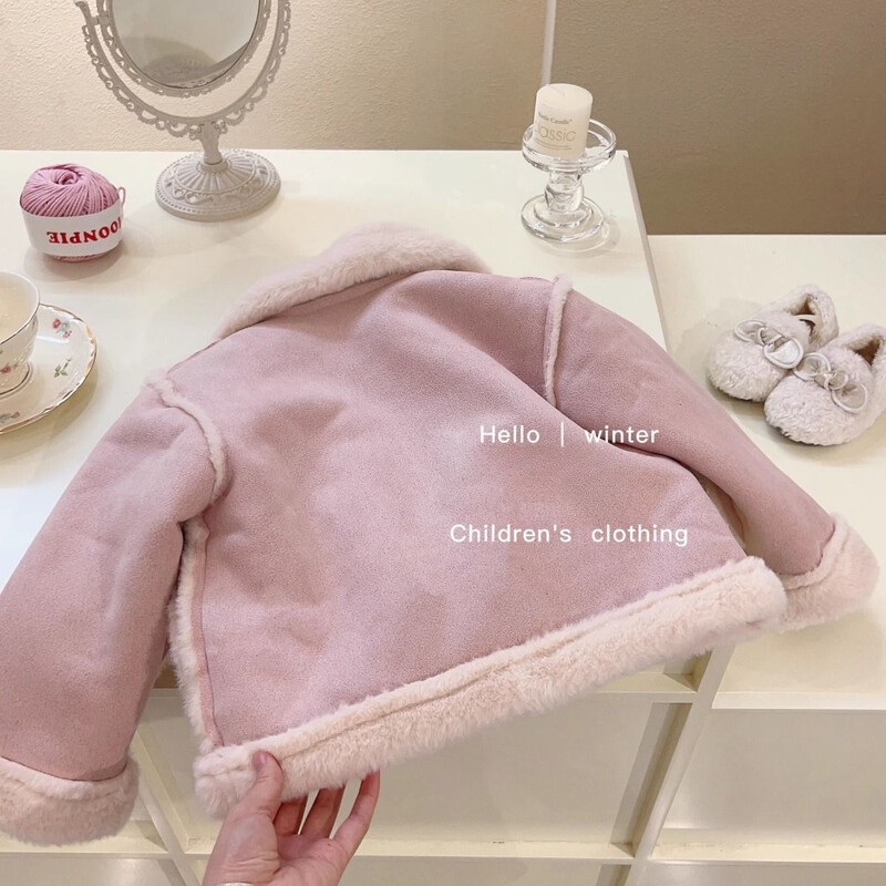 Kaput za djevojčice 2024. Novi stil s plišem i podebljanom dječjom odjećom, modna zimska pamučna jakna za bebe