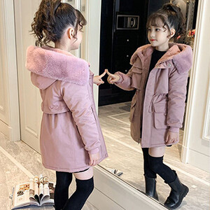 5–14-aastane tüdrukute talvemantel pluss samet, soojahoidev jope tüdrukutele Parka lumekostüüm Moodne kapuutsiga teismeliste laste ülerõivad