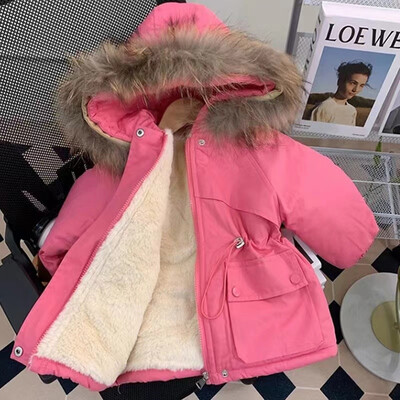 Parka Fete Nouă iarnă Haina pentru fetițe Jachetă fleece Costum de zăpadă cald 3-8 ani Parka cu glugă Îmbrăcăminte exterioară pentru copii Pânză de toamnă