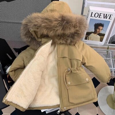 Parka Fete Nouă iarnă Haina pentru fetițe Jachetă fleece Costum de zăpadă cald 3-8 ani Parka cu glugă Îmbrăcăminte exterioară pentru copii Pânză de toamnă