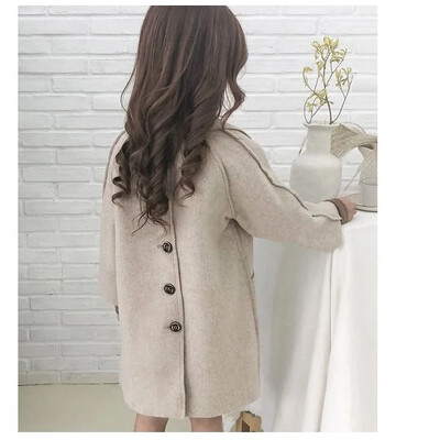 Noi de toamnă pentru fete din lână haine de iarnă amestecuri de sacou haine de sinteză pe două fețe Îmbrăcăminte casual pentru copii de lungime medie Z387