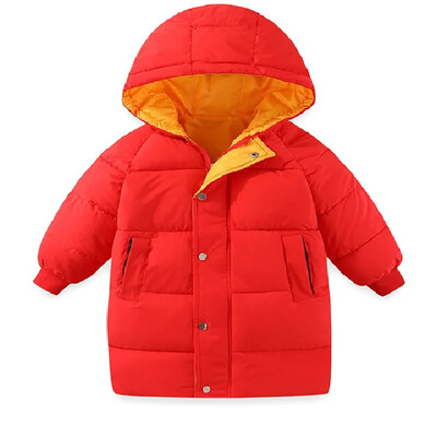 Uus laste sulejope vatipadjaga jakk talveriided paksendatud keskmine pikk mantel vatipadjaga jope poistele ja tüdrukutele