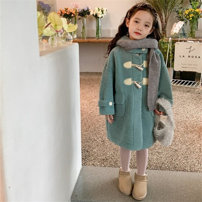 Вълнено палто за момичета Яке Windbreak 2023 Ново пристигане Топло удебелено зимно памучно палто Голям размер Детско облекло