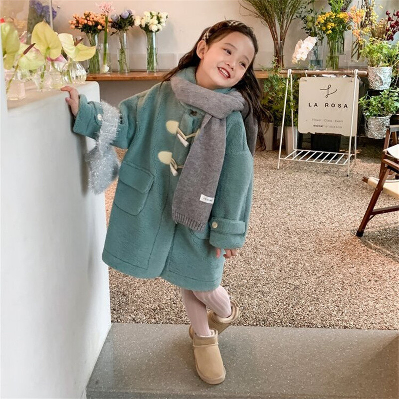 Вълнено палто за момичета Яке Windbreak 2023 Ново пристигане Топло удебелено зимно памучно палто Голям размер Детско облекло