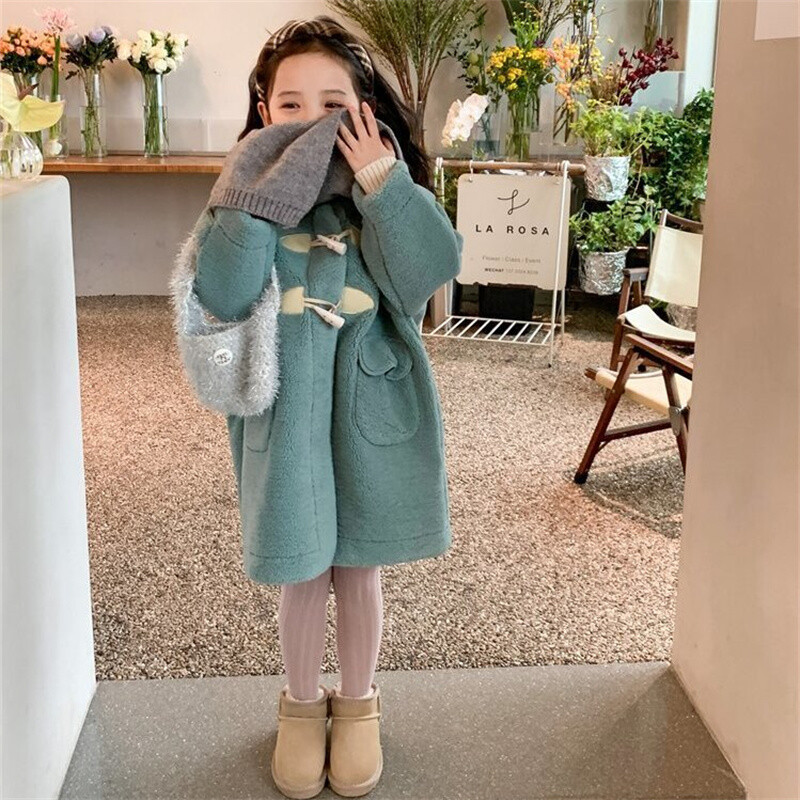 Вълнено палто за момичета Яке Windbreak 2023 Ново пристигане Топло удебелено зимно памучно палто Голям размер Детско облекло