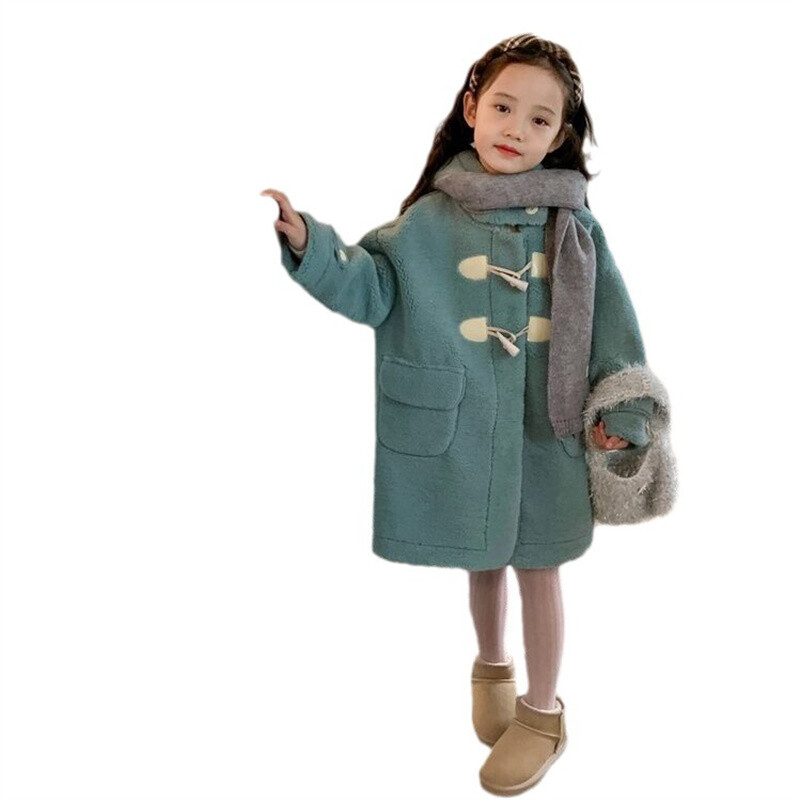 Вълнено палто за момичета Яке Windbreak 2023 Ново пристигане Топло удебелено зимно памучно палто Голям размер Детско облекло