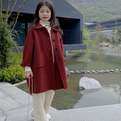 Dievčenské vlnené kabáty, vetruodolné bundy, nové teplé, zahusťovacie, zimné, bavlnené, pre tínedžerov, detské oblečenie