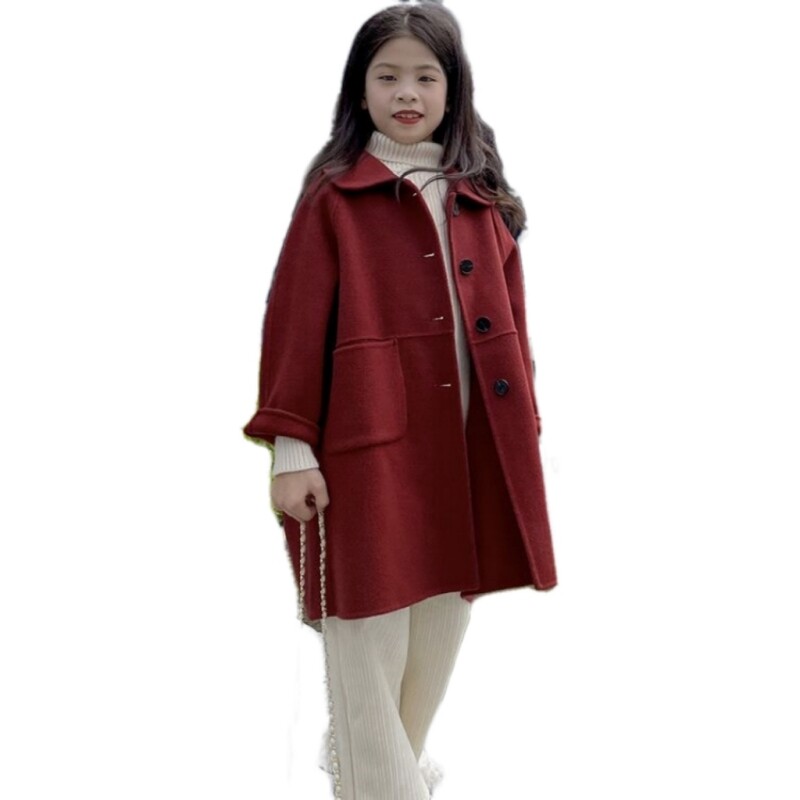 Dievčenské vlnené kabáty, vetruodolné bundy, nové teplé, zahusťovacie, zimné, bavlnené, pre tínedžerov, detské oblečenie