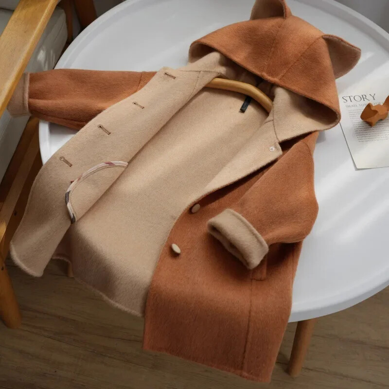 Lõuna-Korea lasteriided 2023 sügis uus laste multikas armas rebase tviid mantel poistele ja tüdrukutele paksendatud villane mantel