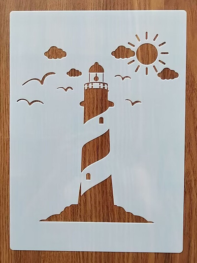 Πρότυπο Sea Lighthouse 21*29cm για ζωγραφική γραφικών DIY στένσιλ Τοιχογραφίες Λεύκωμα χρωματισμού με ανάγλυφο στένσιλ διακόσμησης άλμπουμ