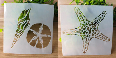 2tk Starfish Shell Koogi šabloonid Aksessuaarid Maalimall Scrapbooking Reljeef tembeldamine Albumikaart 13*13cm