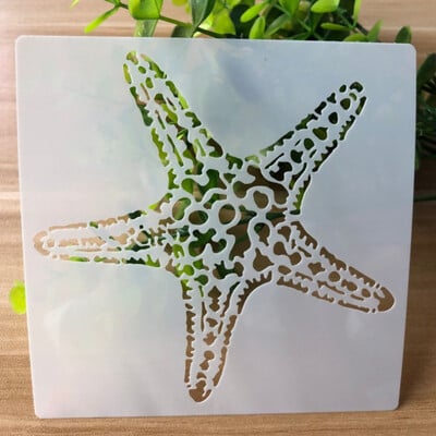 2gab Starfish Shell kūku trafareti Aksesuāri Glezniecības veidnes Scrapbooking Reljefs Apzīmogošana Albuma karte 13*13cm