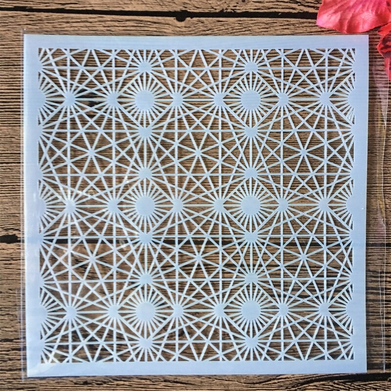 9 бр./компл. 13 см линейна решетка, кръгла геометрия Направи си сам шаблони за наслояване, оцветяване, лексикон, албум, щамповане, декоративен шаблон