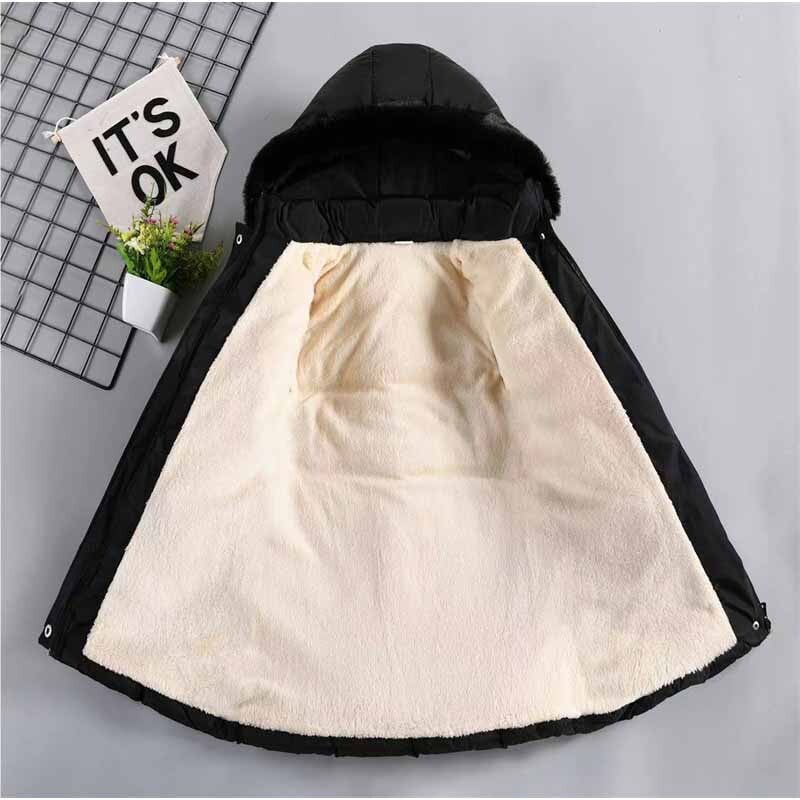 Haine de iarnă pentru fete, haine pentru copii, îngroșate, căptușite, 2024 pentru copii noi, talie subțire, ocazională, jachetă lungă, 5-12 ani