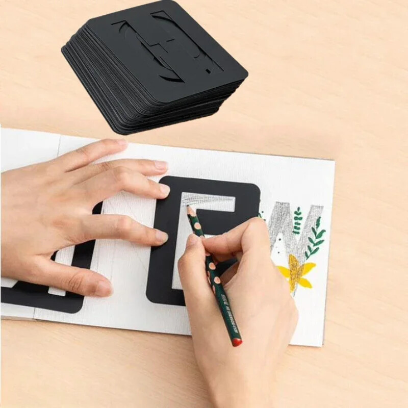 Nova šablona abecede, brojeva i slova, simbol od 42 komada po kompletu DIY šablona za rukotvorine, predložak za višekratnu upotrebu, uredski školski pribor