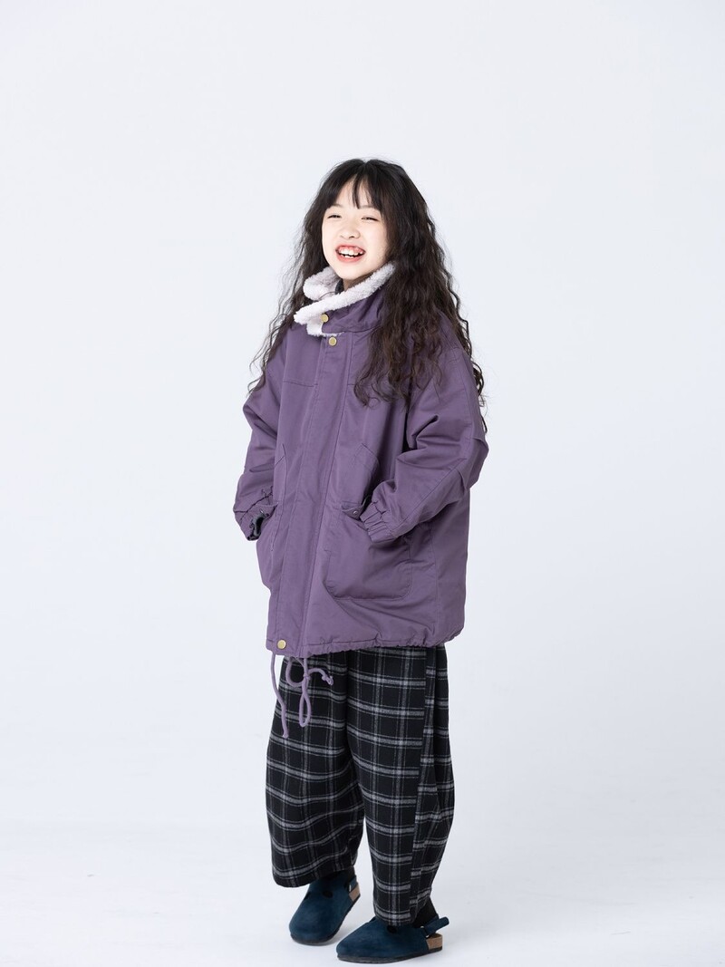 Fete Copii noi Copii căptușite din bumbac Tendință de paltoane medii și lungi Haina căptușită din bumbac coreeană Parka cu buzunar cald și solid