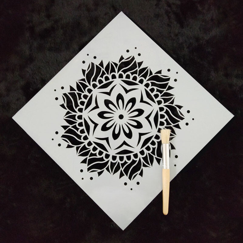 30 * 30 cm Mandala šabloon puidust lõuendile paberkangast seinte ja mööbli värvimiseks šabloon, korduvkasutatav isetegemine