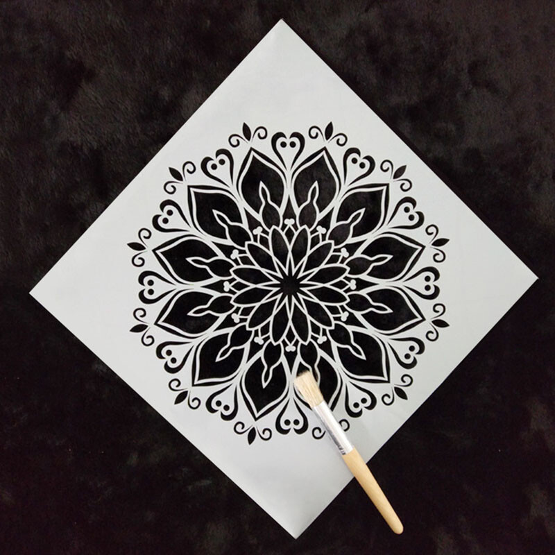 30 * 30 cm Mandala šabloon puidust lõuendile paberkangast seinte ja mööbli värvimiseks šabloon, korduvkasutatav isetegemine