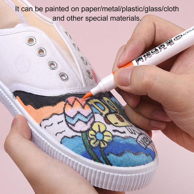 12 värvi/komplekti akrüülmarkeri värvimiskomplekt pestav veebaasil värvimarker Pehme peaga erinevate värvide marker õpilastele