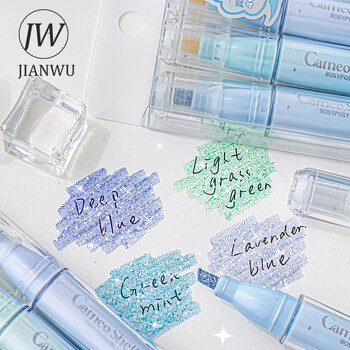 JIANWU 4 τεμ./σετ Clear Color Write Smoothly Burst Mother-of-pearl Highlighter Set Creative DIY Student Supplies Gationery