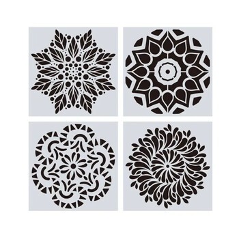 16 τμχ/σετ Mandala Stencils DIY Πρότυπο σχεδίασης Ζωγραφική τοίχου για ξύλινο πλακάκι βράχου