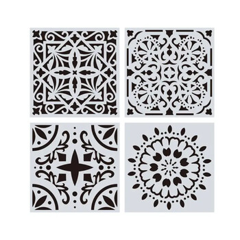 16 τμχ/σετ Mandala Stencils DIY Πρότυπο σχεδίασης Ζωγραφική τοίχου για ξύλινο πλακάκι βράχου