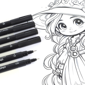 3/15 Tip Μαύρη Pigment Micro-Pen Fineliner Ink Pens, Drawing Artist Illustration Pens Multiliner for Sketching Anime Manga Design