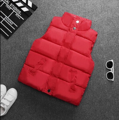 Κόκκινο/μαύρο χειμωνιάτικο γιλέκο για κορίτσια casual αμάνικο παλτό Παιδικά ζεστά ρούχα αγόρια αντιανεμικό βαμβακερό μπουφάν Εξωτερικά ρούχα Φθινοπωρινά ρούχα