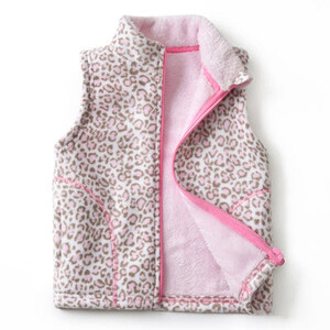 Jachetă din catifea cu imprimeu leopard pentru fete, toamnă, iarnă, vestă polară pentru copii, vestă pentru copii, caldă, îngroșată, P201
