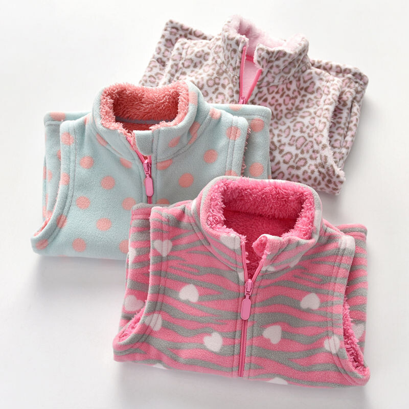 Jachetă din catifea cu imprimeu leopard pentru fete, toamnă, iarnă, vestă polară pentru copii, vestă pentru copii, caldă, îngroșată, P201