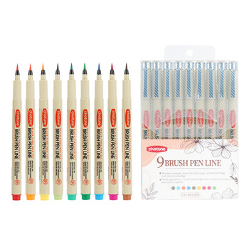 Σετ στυλό Micro-Line Fineliner & Brush 9 Colors Αδιάβροχα στυλό μαρκαδόρος σχεδίασης Έγχρωμο στυλό προμήθειες τέχνης Προμήθειες τέχνης