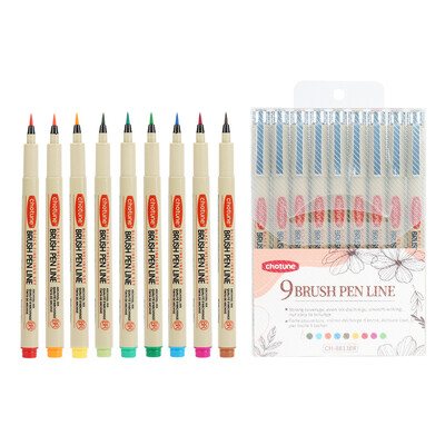 Set de pixuri fine și pensule Micro-Line 9 culori Pixuri de căptușeală rezistente la apă Marker de desen Stilo de culoare Rechizite de artă Rechizite de artă