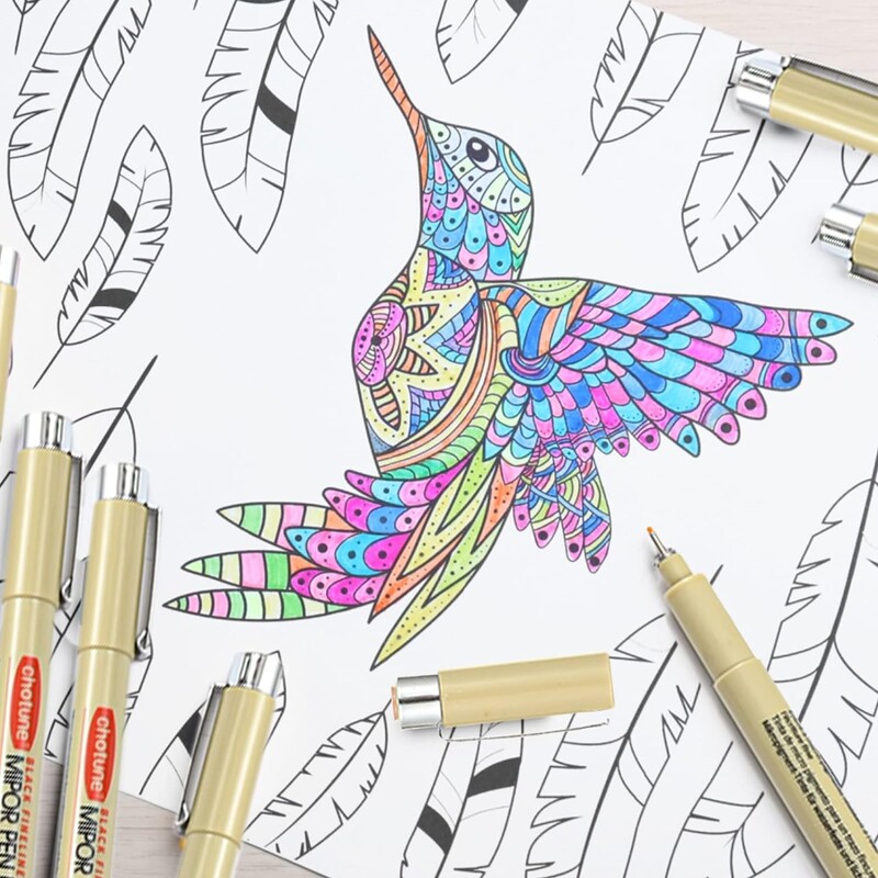 Set de pixuri fine și pensule Micro-Line 9 culori Pixuri de căptușeală rezistente la apă Marker de desen Stilo de culoare Rechizite de artă Rechizite de artă