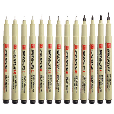 Σετ στυλό Pigma Micron Pigment Liner Needle Soft Brush Drawing Plot 003 005 01 02 03 04 05 08 1 2 3 Art Markers Sketching Pen